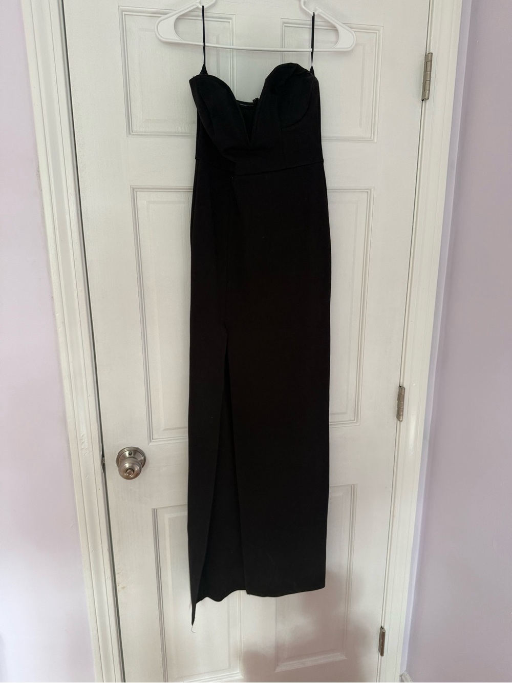 superdown Black Strapless Sweetheart Maxi Dress with Front Slit